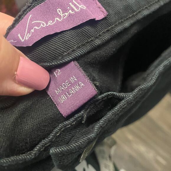 Gloria Vanderbilt Amanda Stretch High Rise Straight Leg Jeans Black Sz 12 Short - Picture 7 of 12